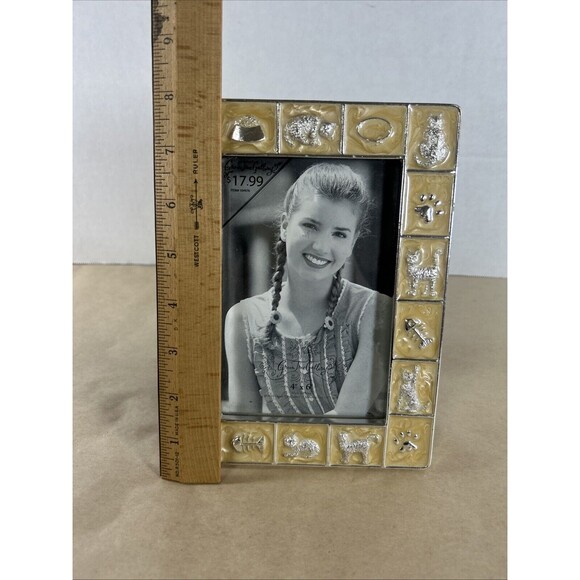 Green Tree Gallery Vintage 4”X6” Frame Animals Pets Yellow Swirl Cat Vintage - Picture 6 of 12